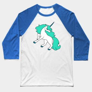 Blue-Green Haired Unicorn Baseball T-Shirt